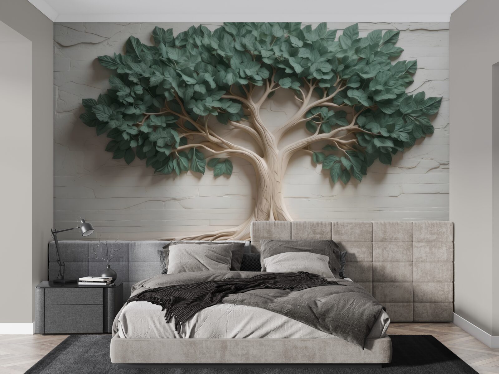 Fototapet copac cu frunziș verde dens