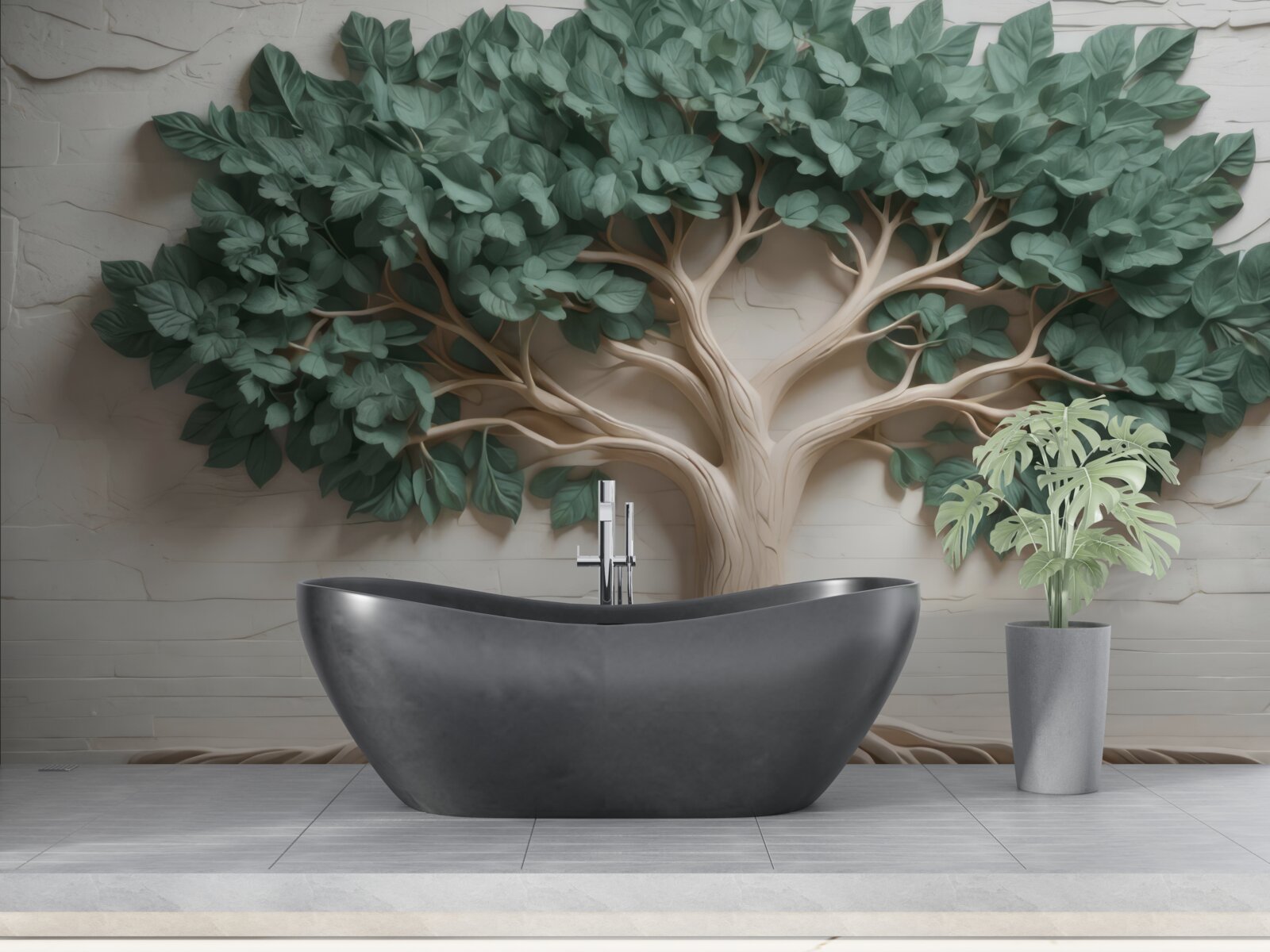 Fototapet copac cu frunziș verde dens