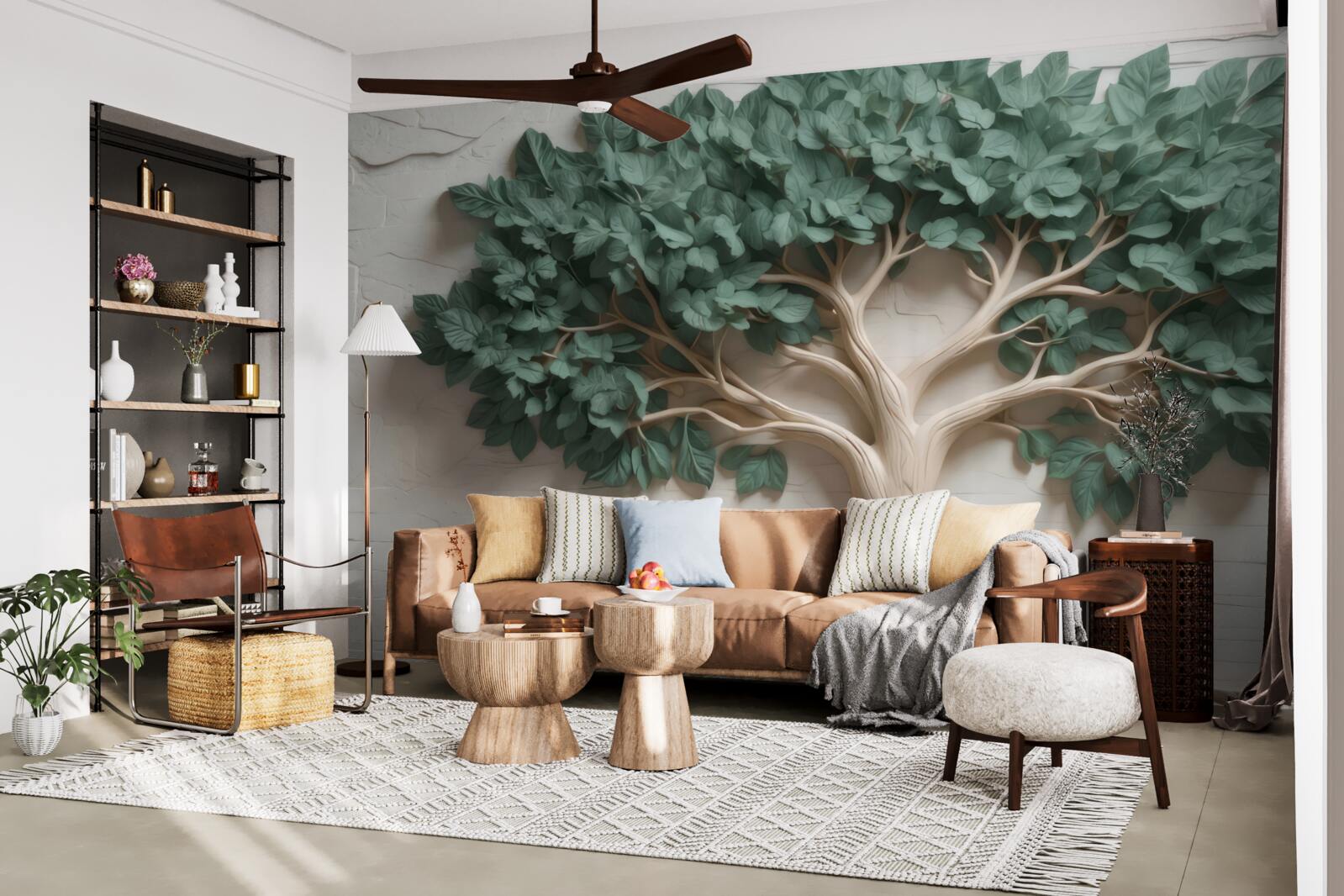 Fototapet copac cu frunziș verde dens