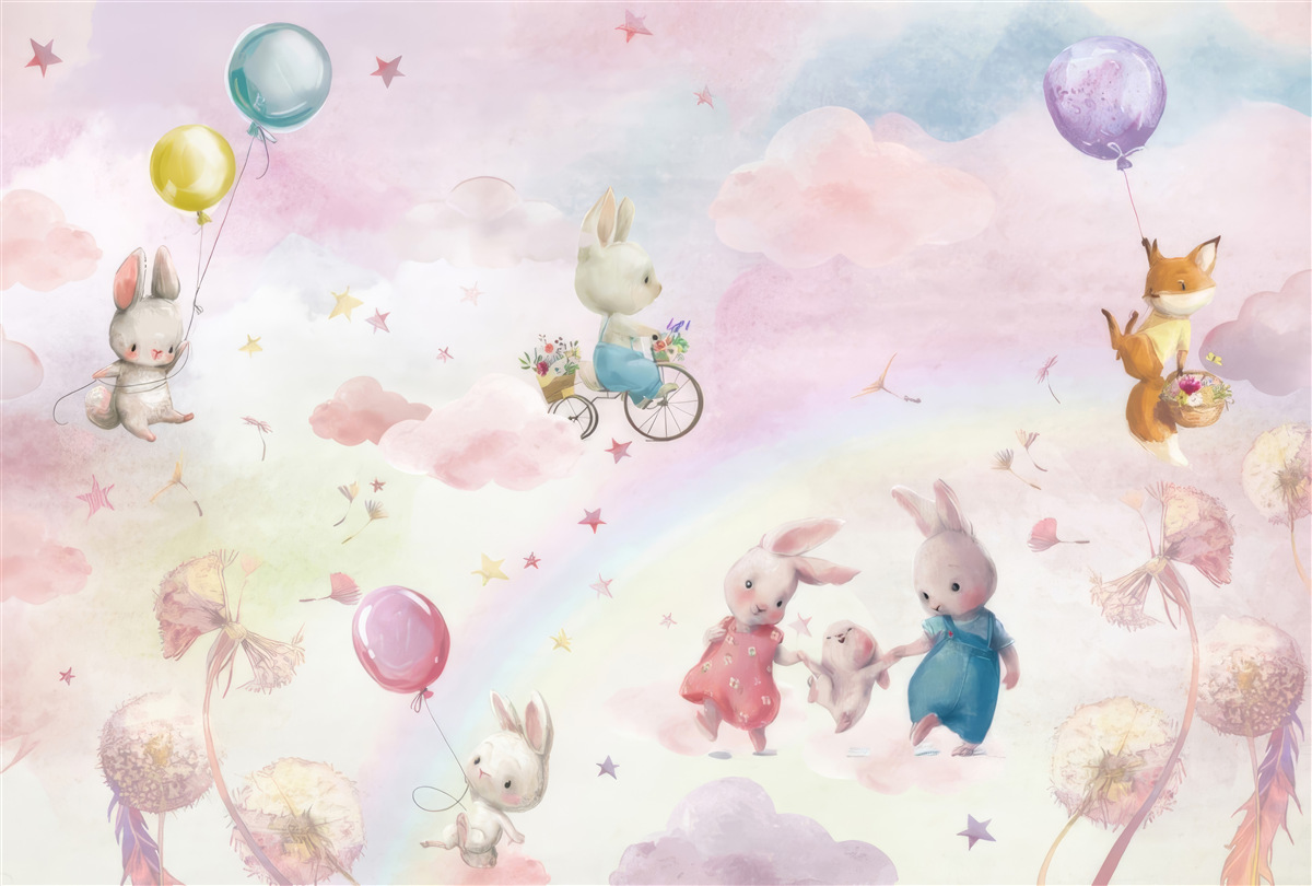 Fototapet iepuri și o vulpe mică