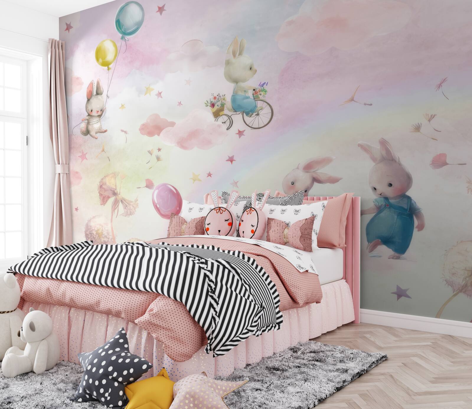 Fototapet iepuri și o vulpe mică