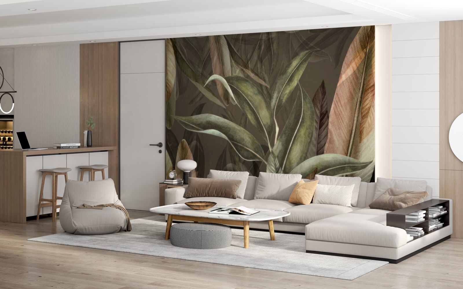 Fototapet frunze în nuanțe de maro și verde