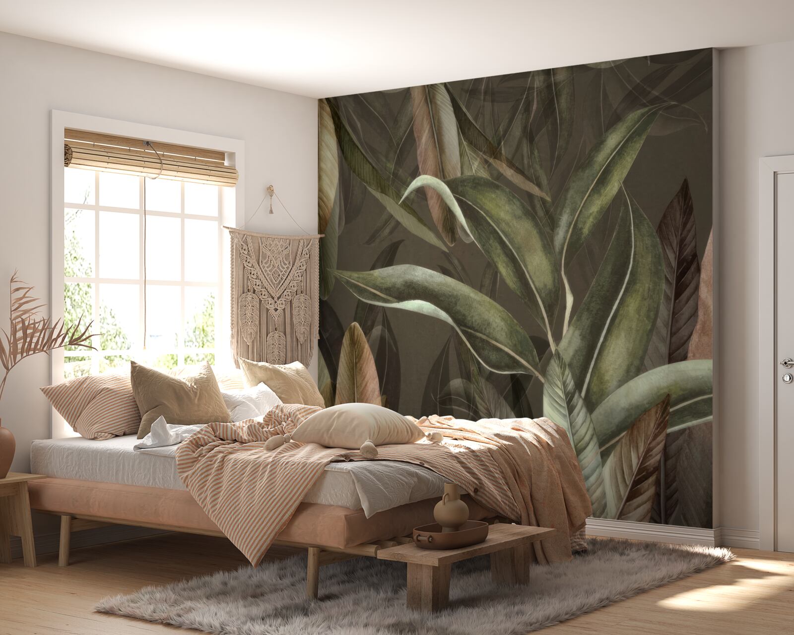 Fototapet frunze în nuanțe de maro și verde