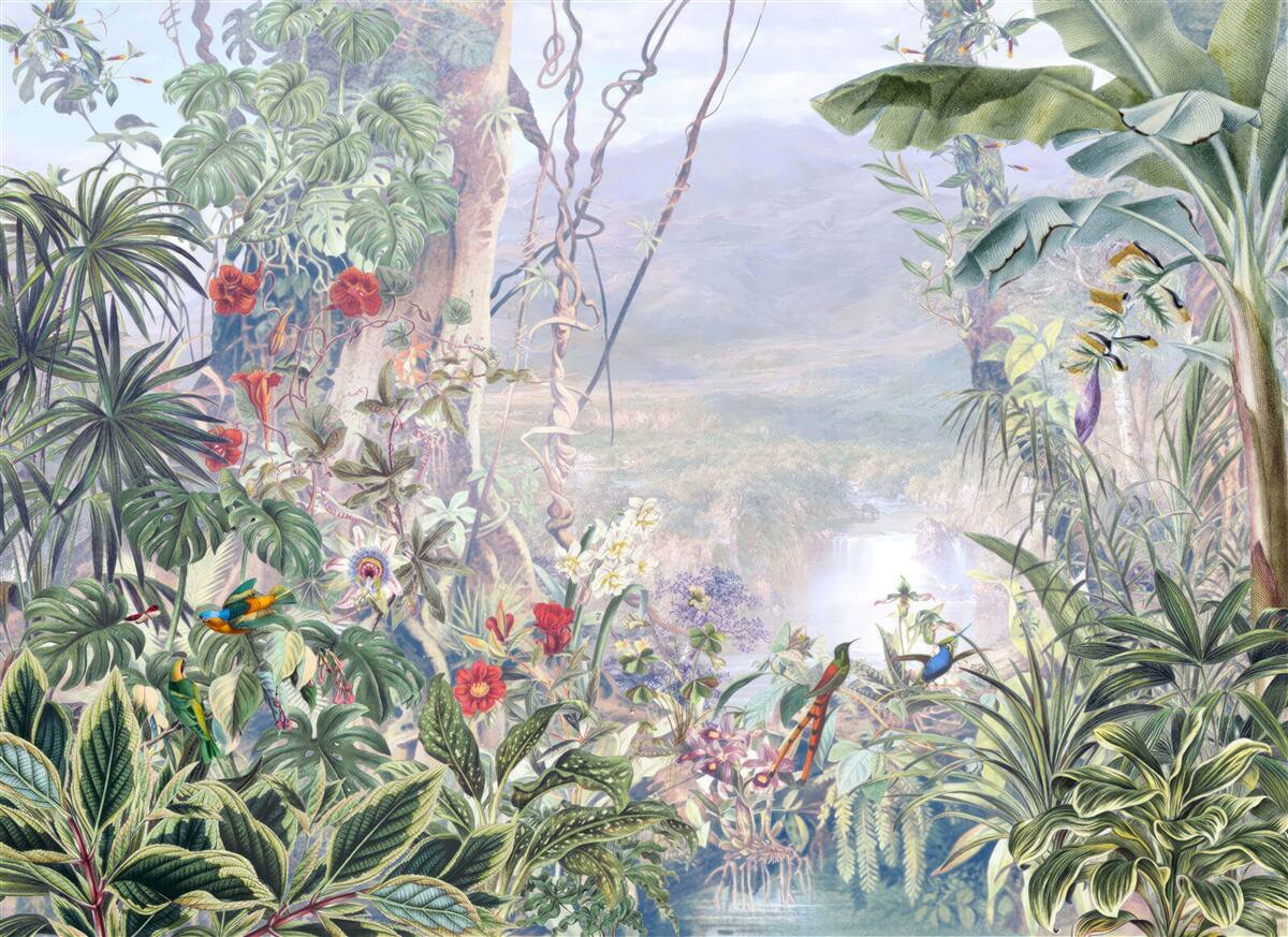 Fototapet locuitori ai junglei cu pene