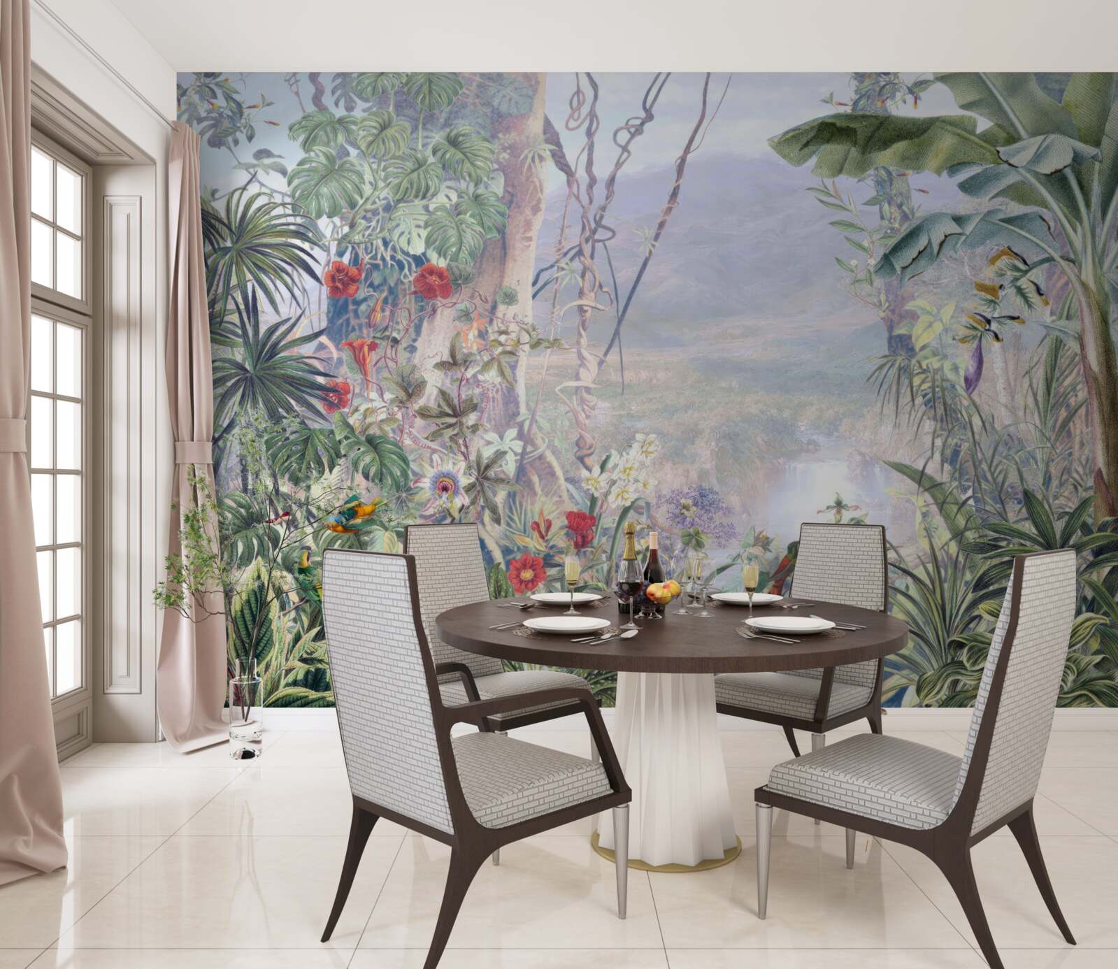 Fototapet locuitori ai junglei cu pene