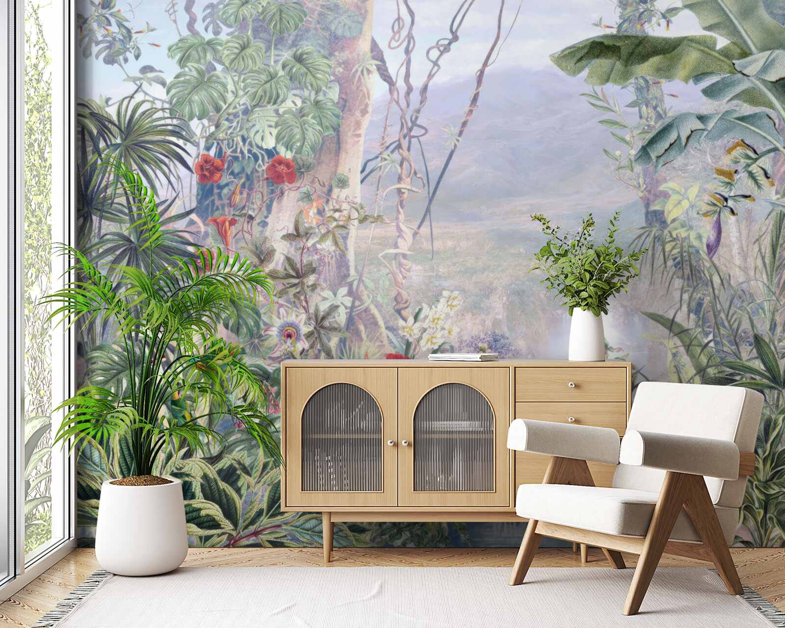 Fototapet locuitori ai junglei cu pene