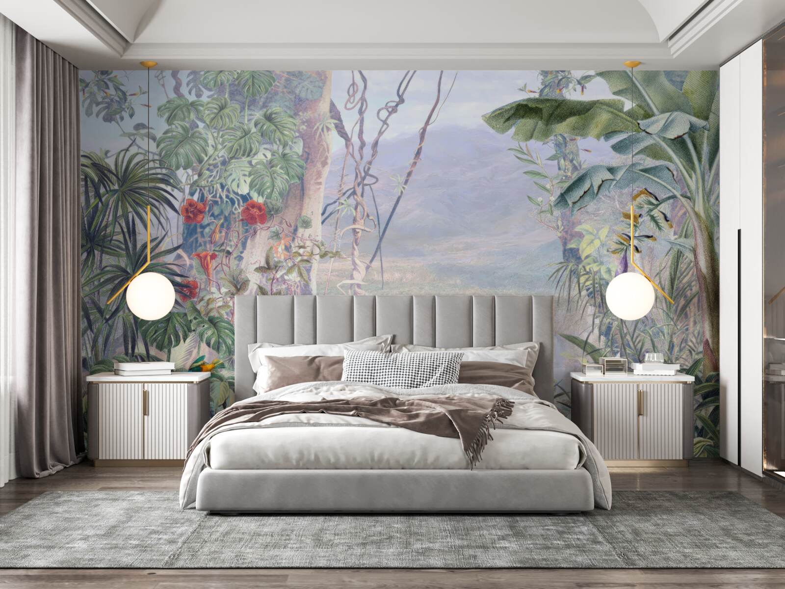 Fototapet locuitori ai junglei cu pene