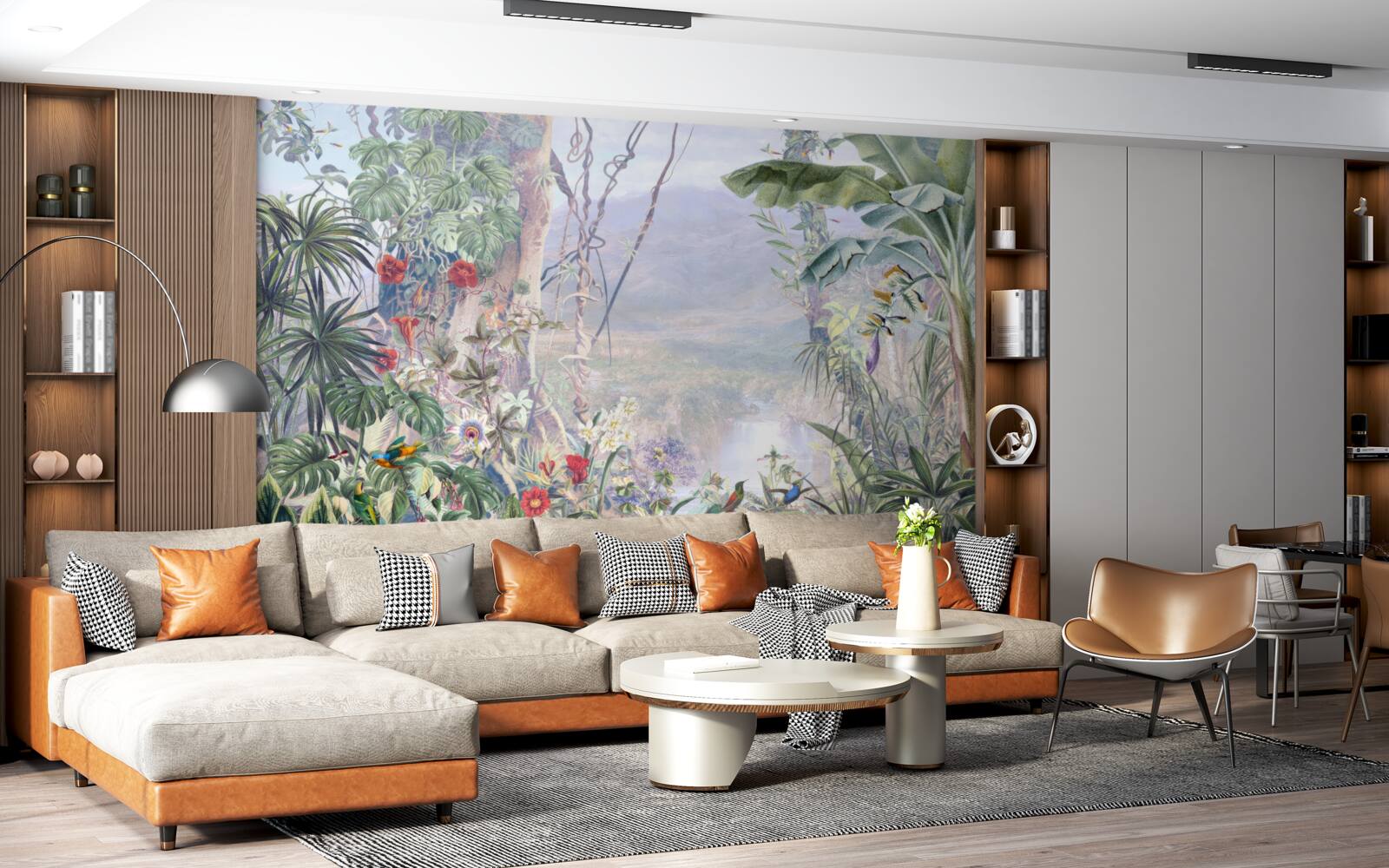 Fototapet locuitori ai junglei cu pene