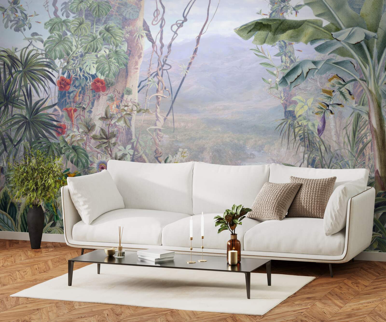 Fototapet locuitori ai junglei cu pene