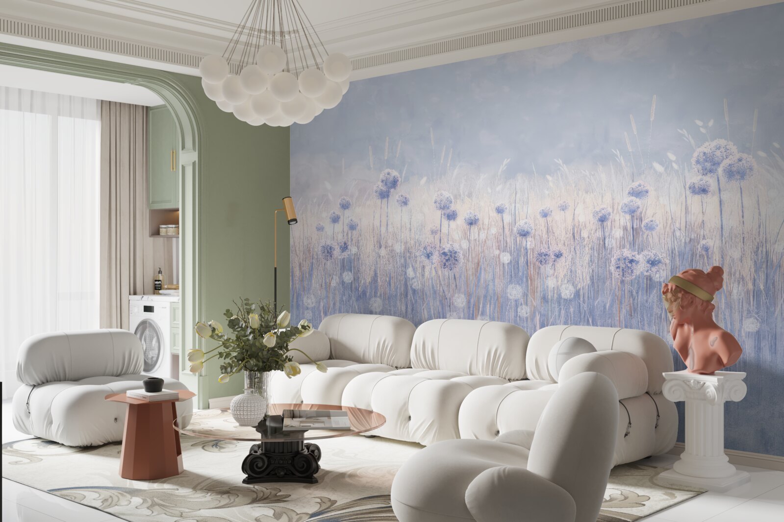 Fototapet plante de culoare liliac pe un fundal deschis