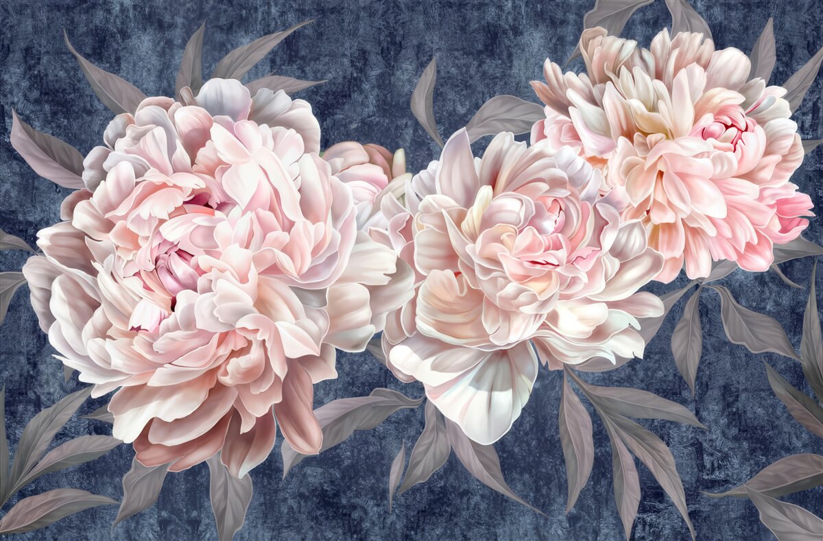 Fototapet bujori mari luminoase pe o suprafață întunecată