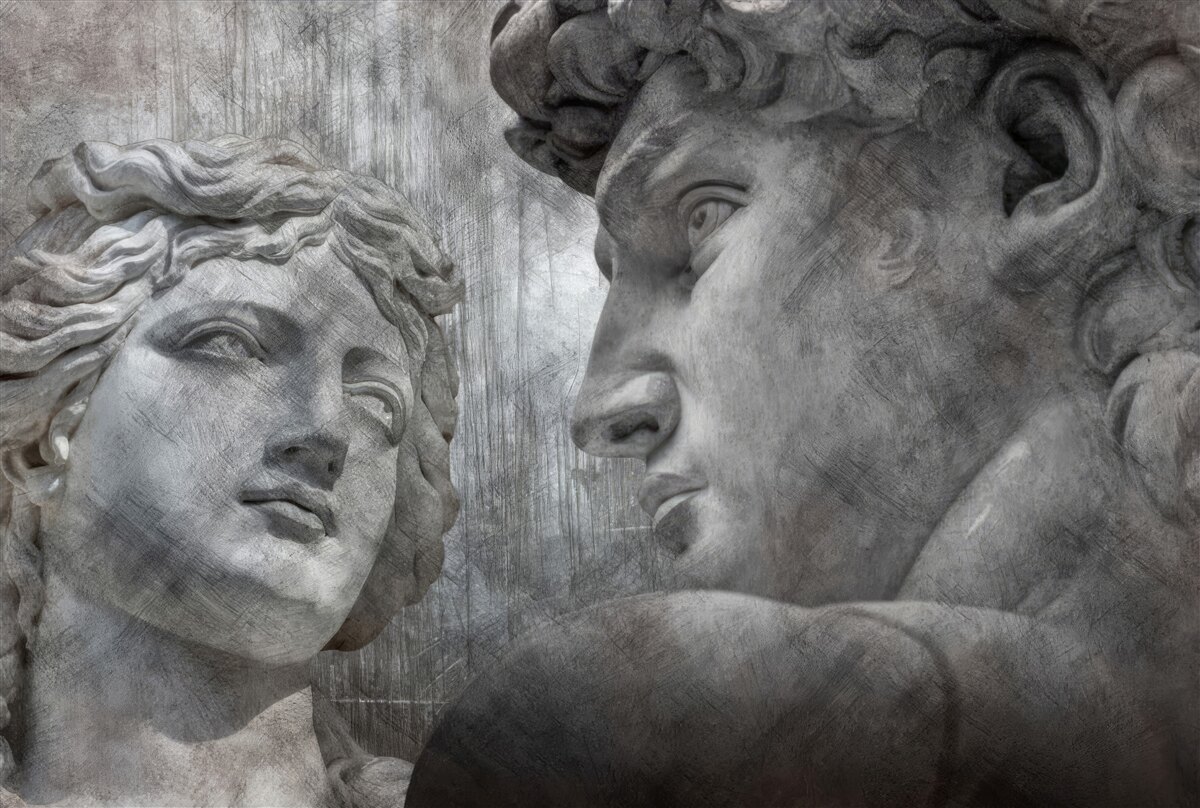 Fototapet doi tineri pictați