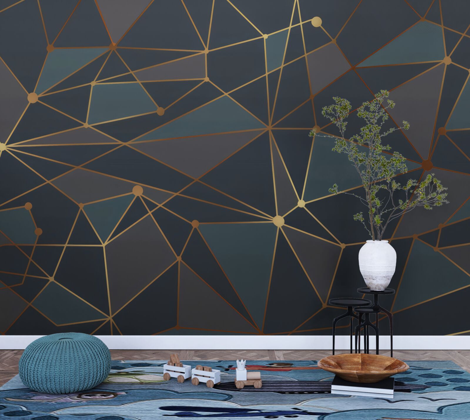 Fototapet fundal cu forme geometrice în nuanțe închise