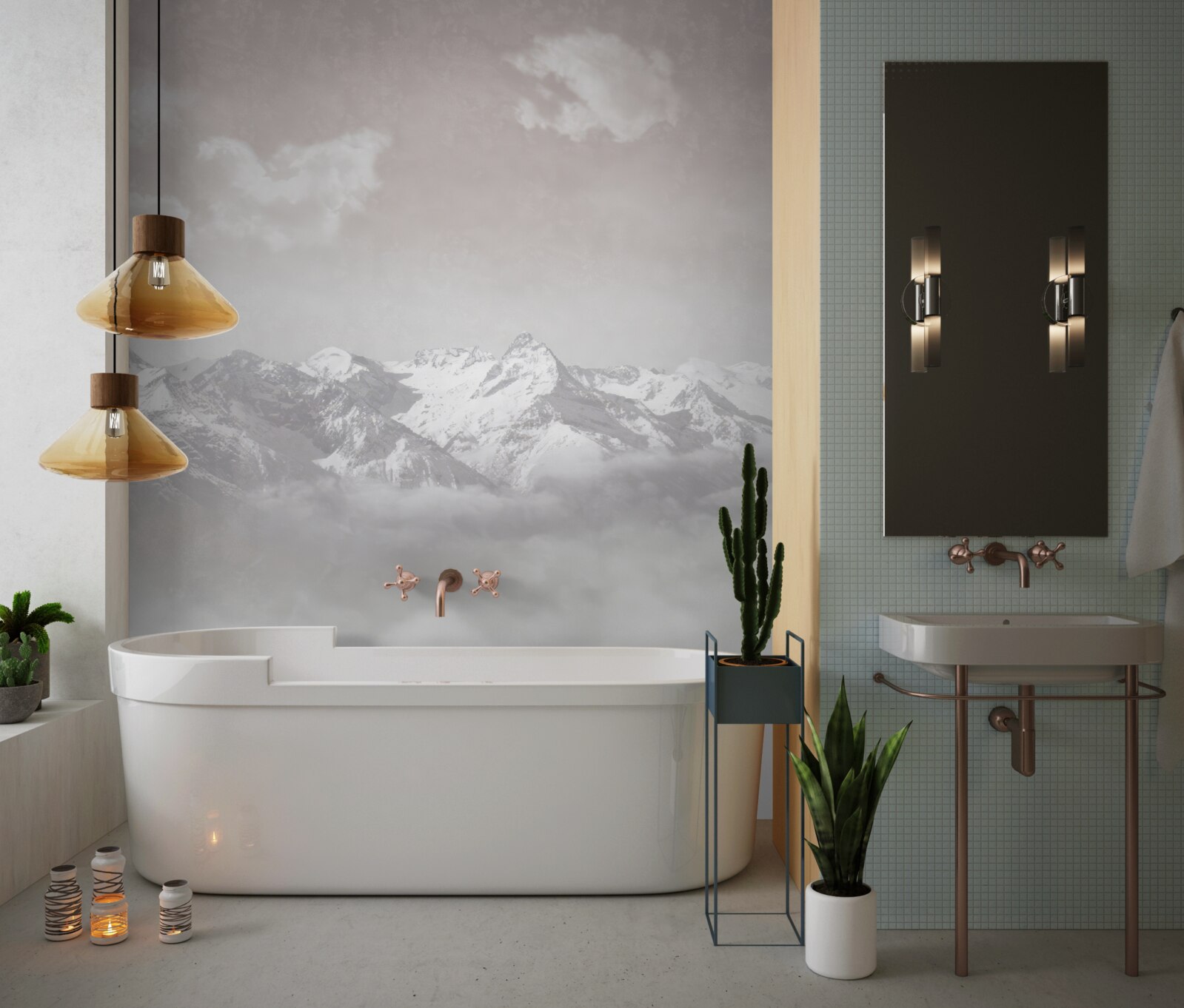 Fototapet munți cețoși