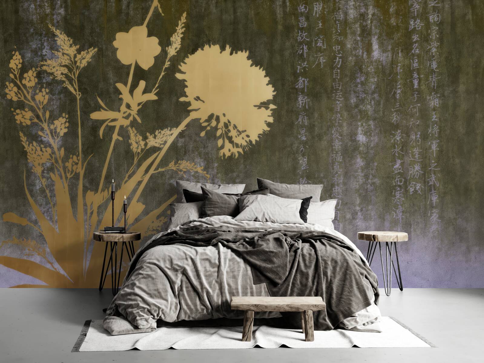 Fototapet fundal cu imagini de hieroglife și plante