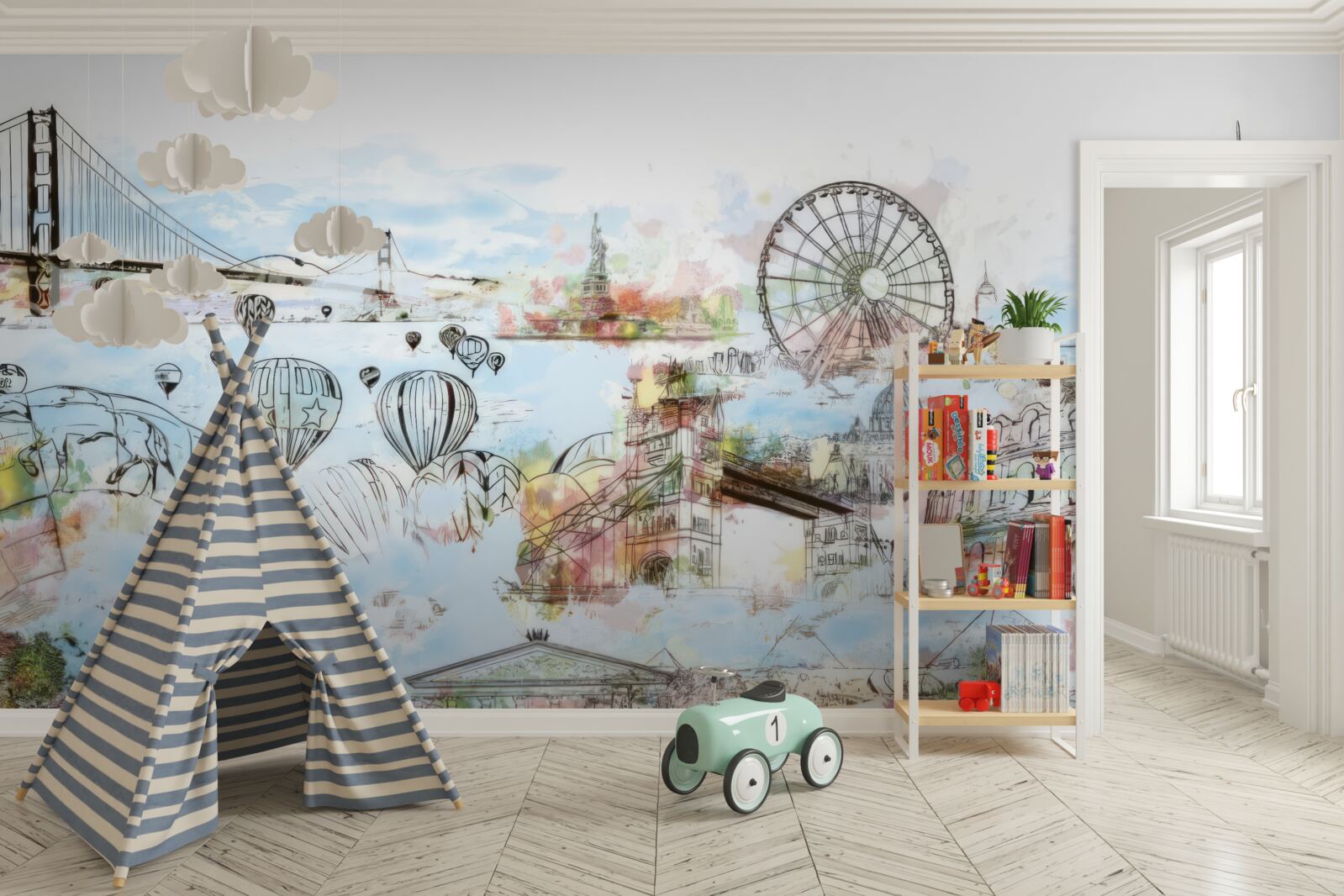 Fototapet schițe ale diferitelor locuri cunoscute