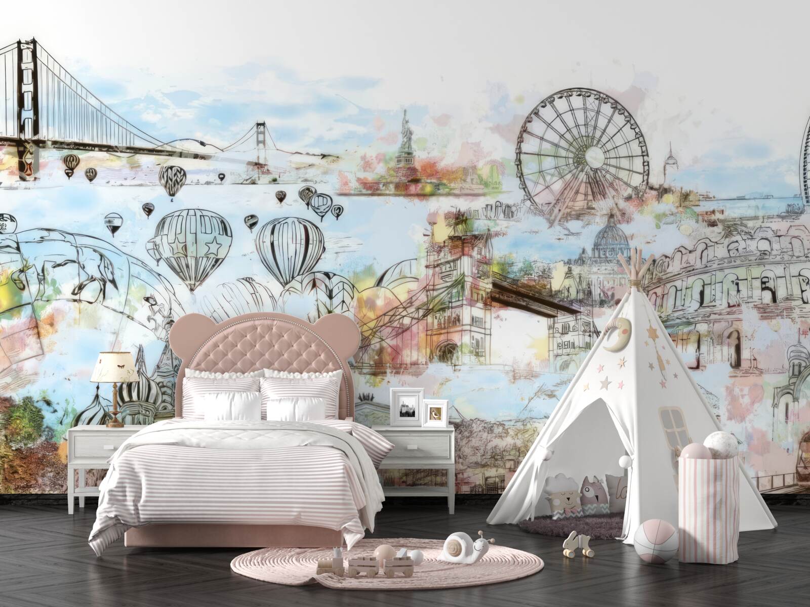 Fototapet schițe ale diferitelor locuri cunoscute