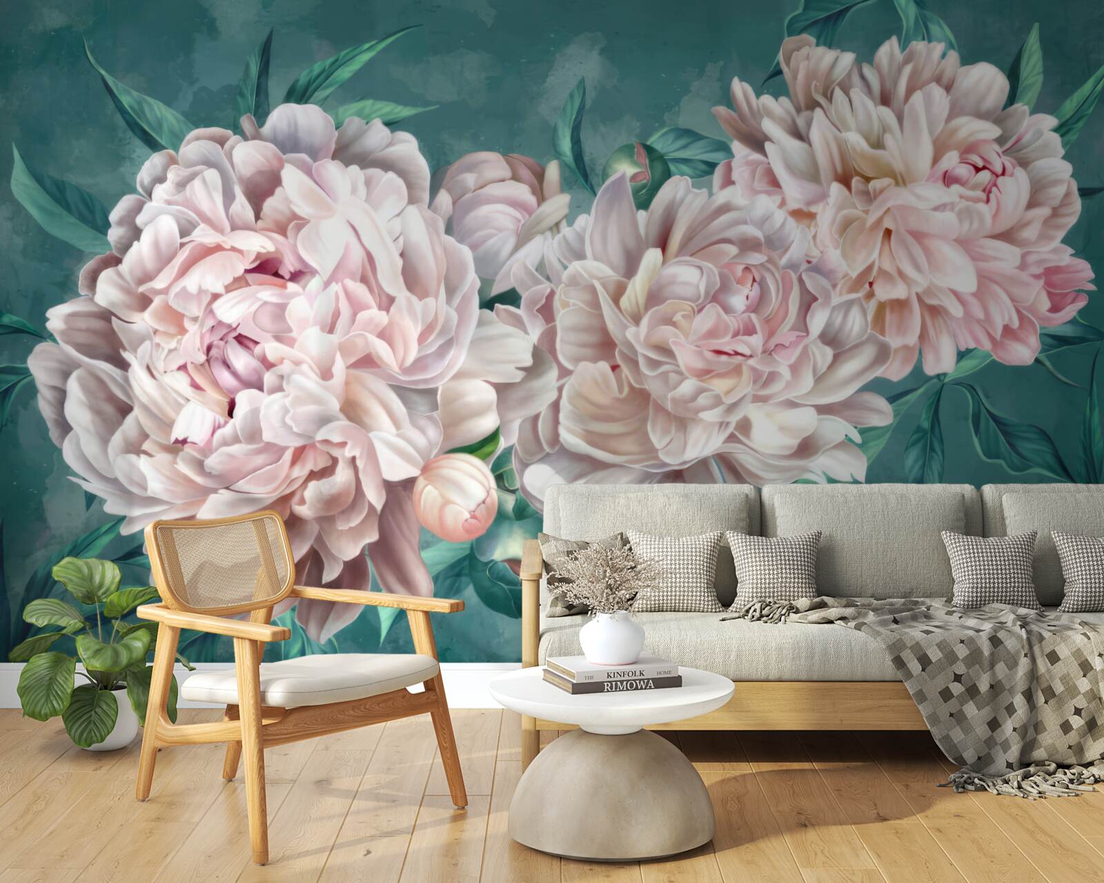 Fototapet bujori într-o nuanță delicată de roz