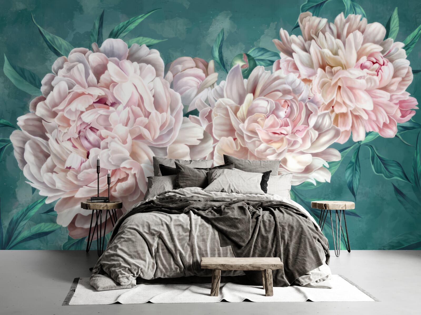 Fototapet bujori într-o nuanță delicată de roz