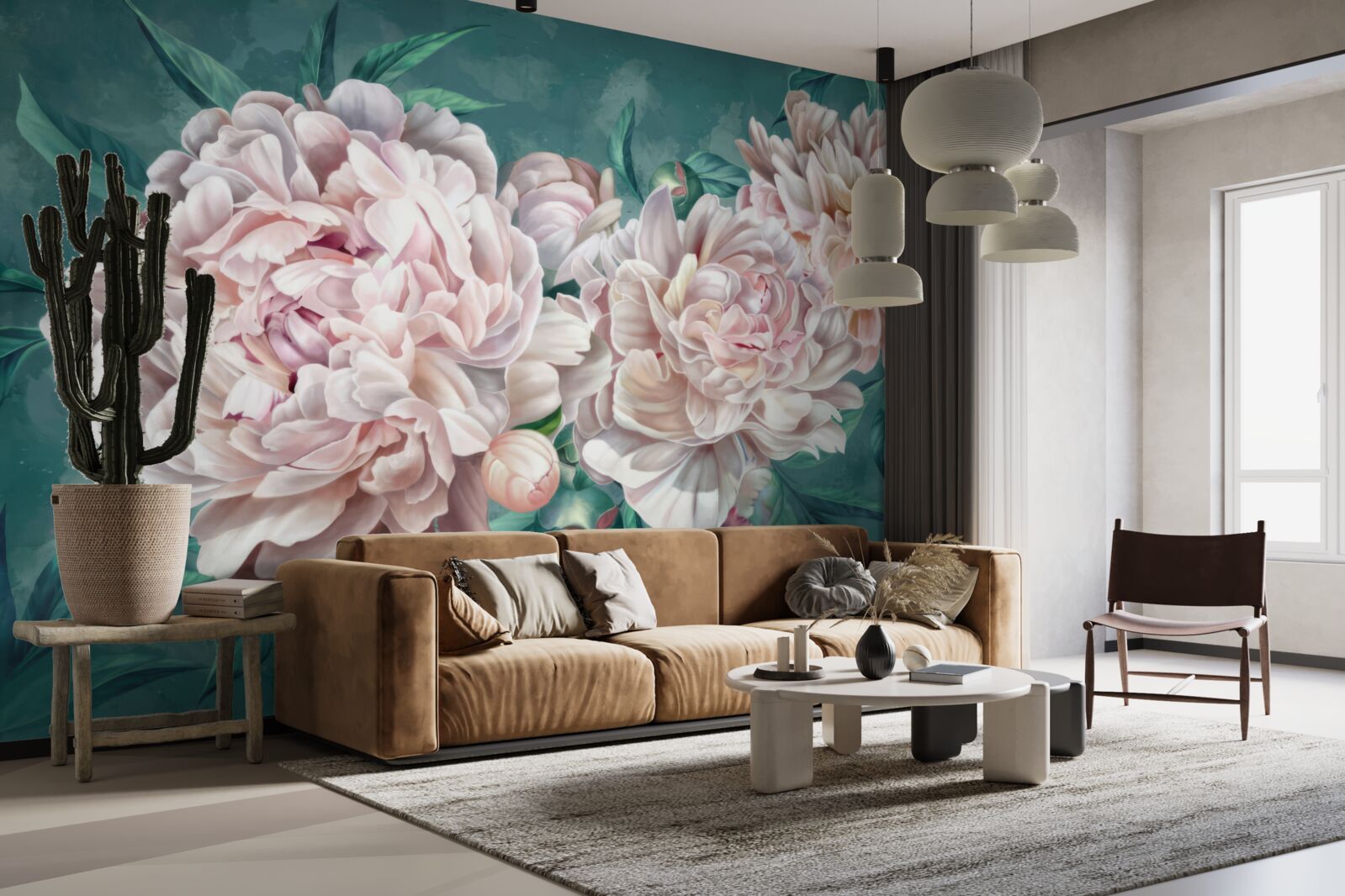 Fototapet bujori într-o nuanță delicată de roz