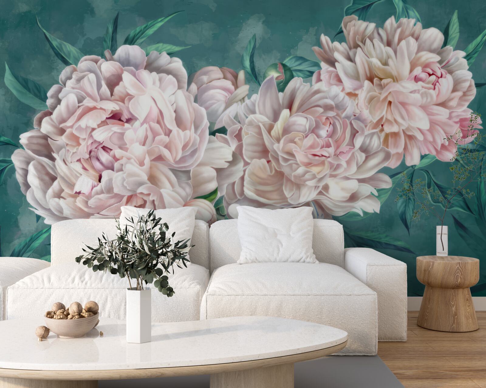 Fototapet bujori într-o nuanță delicată de roz