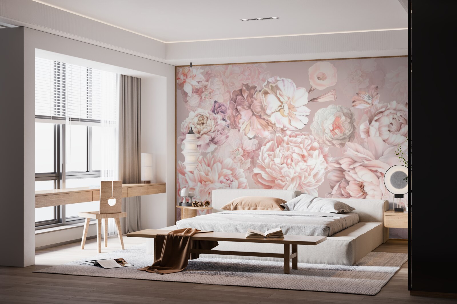 Fototapet flori mari în culori pastelate