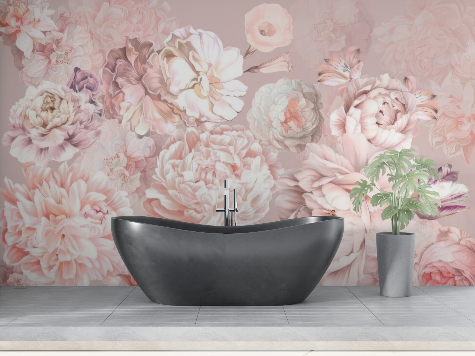 Fototapet flori mari în culori pastelate