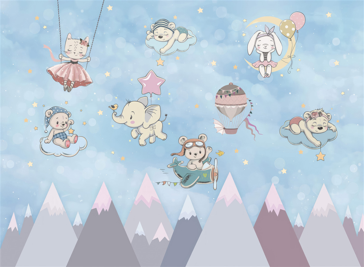 Fototapet animalele se joacă pe cer