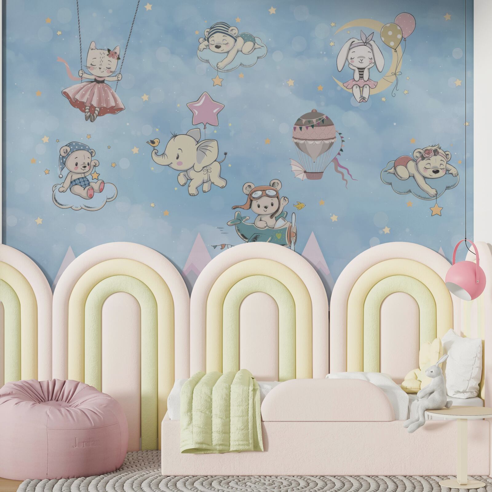 Fototapet animalele se joacă pe cer