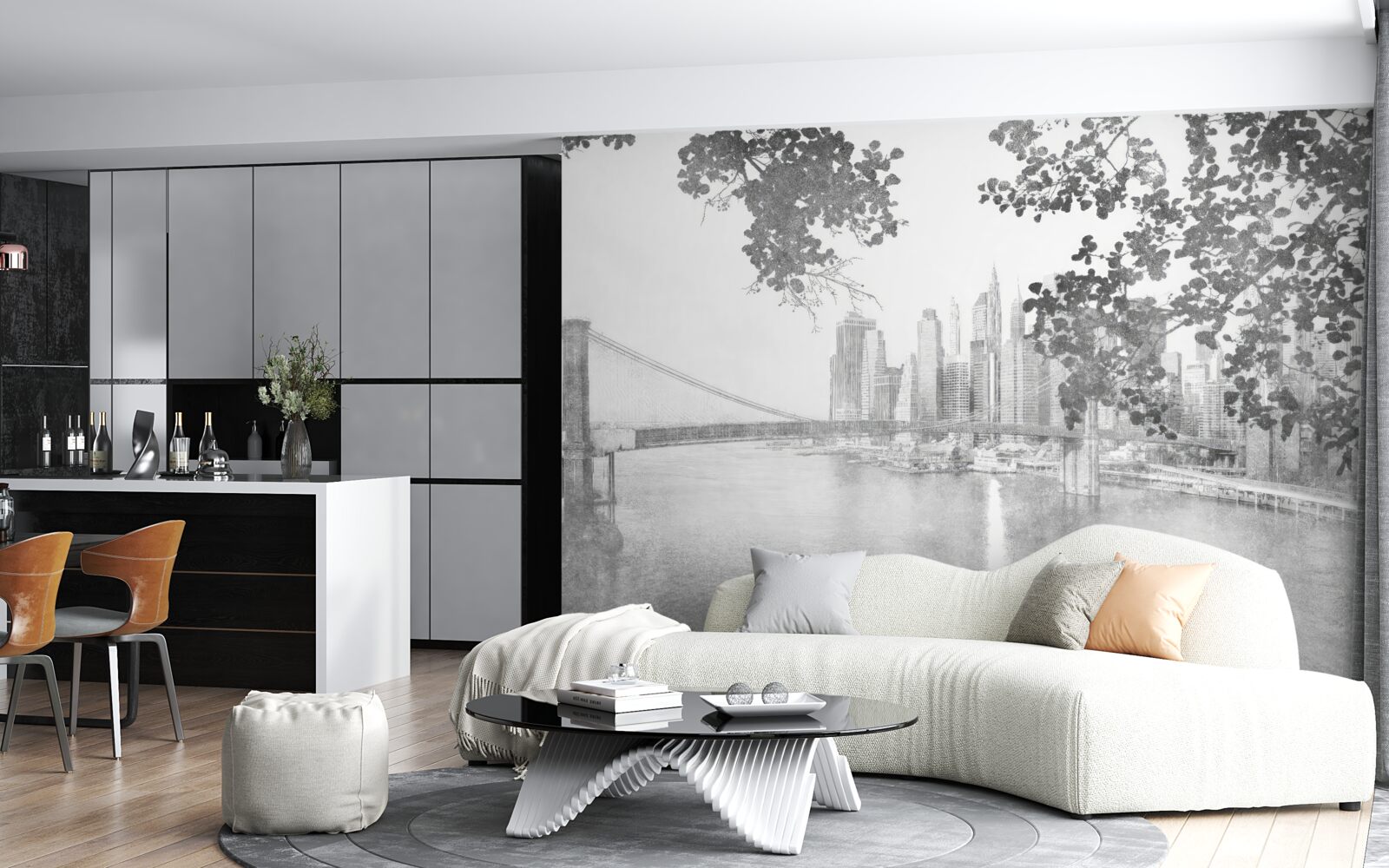 Fototapet black and white new york