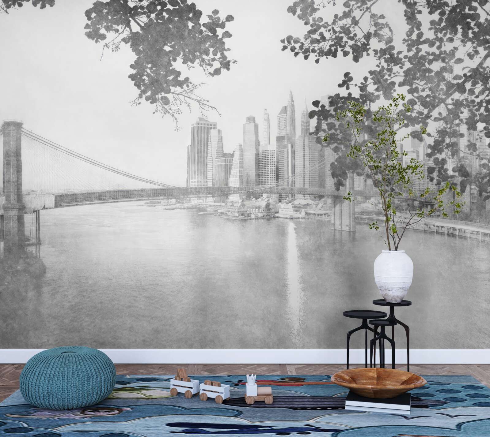 Fototapet black and white new york