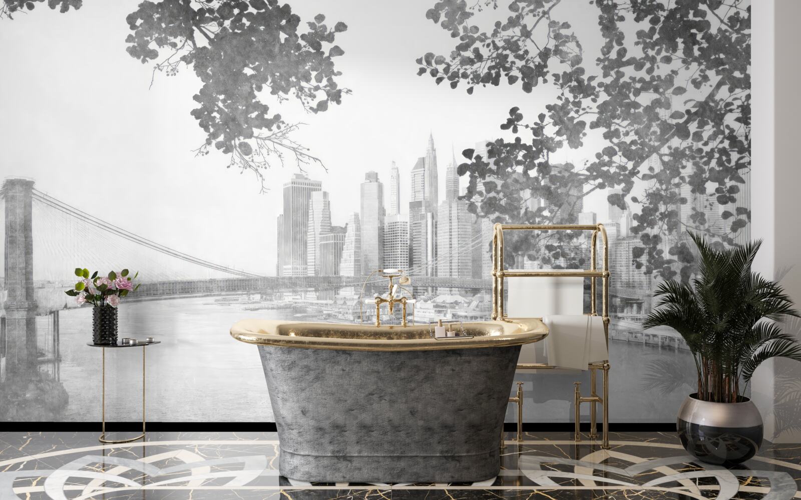 Fototapet black and white new york