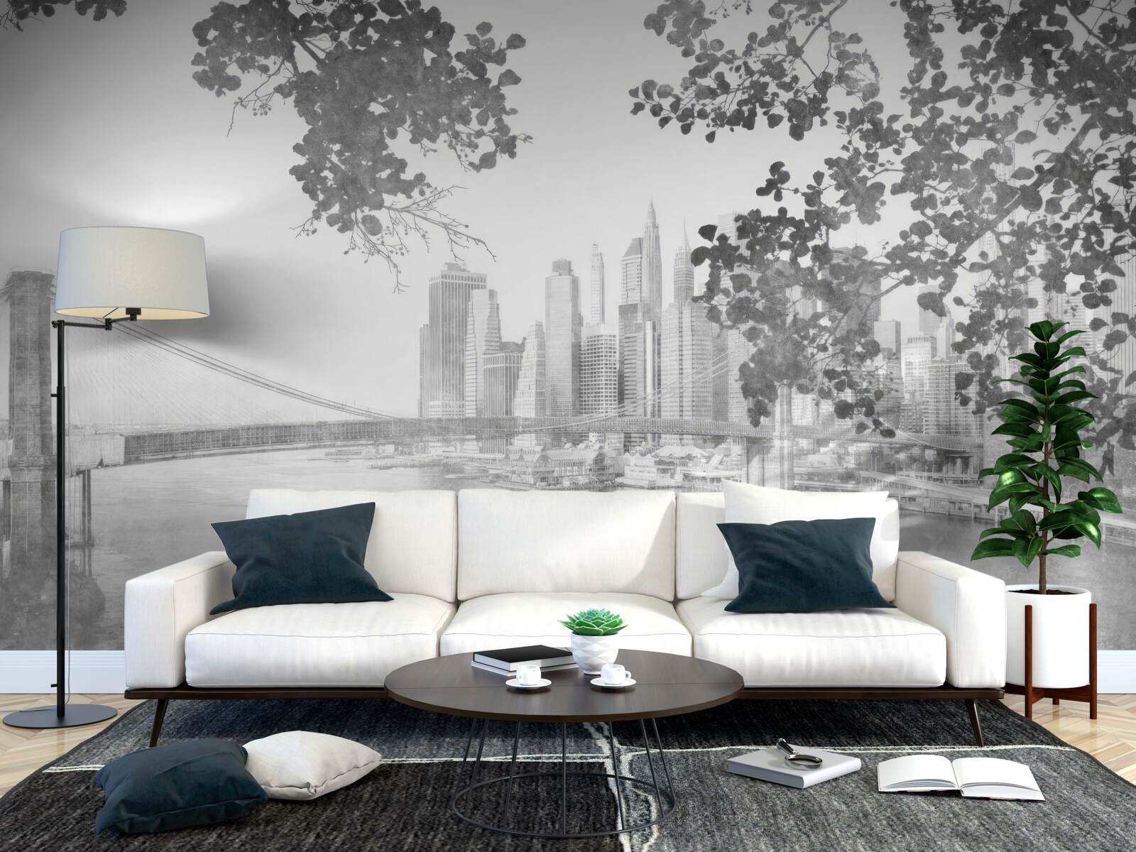 Fototapet black and white new york
