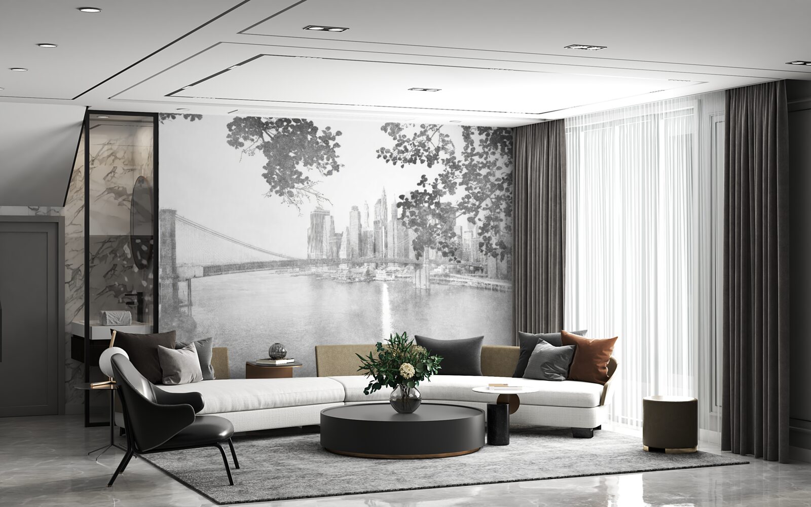 Fototapet black and white new york