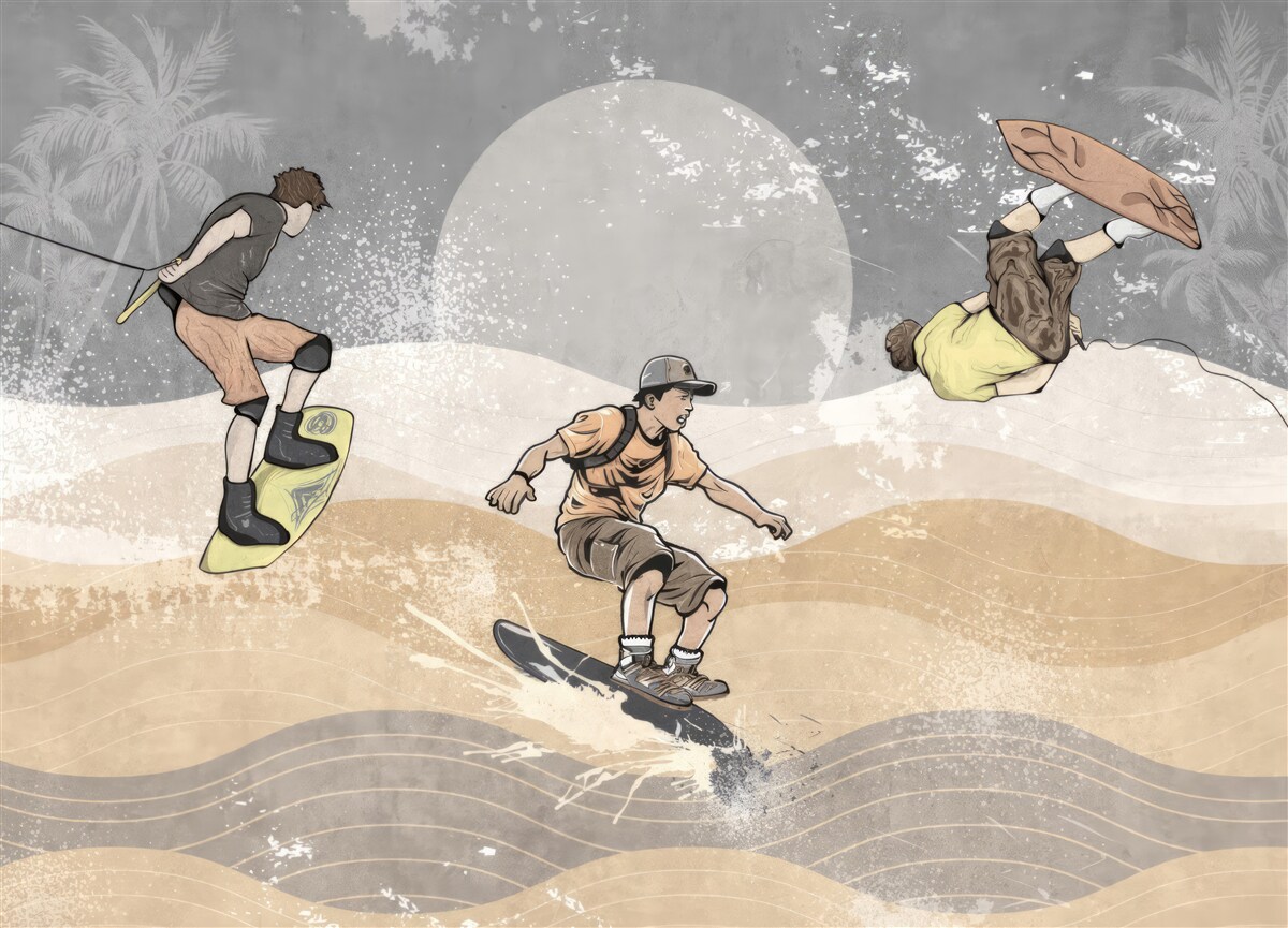 Fototapet snowboarderii se distrează