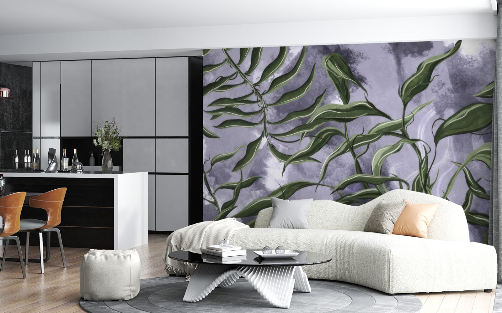 Fototapet sub apă sunt frunze verzi de ferigă