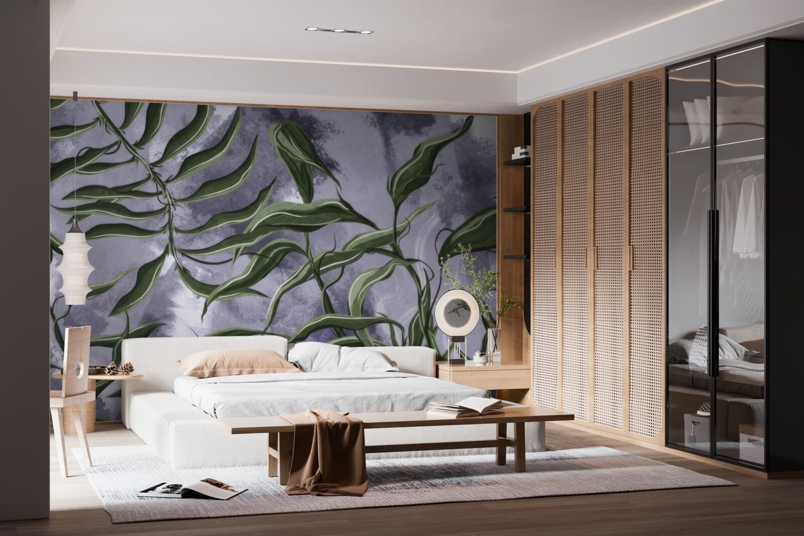 Fototapet sub apă sunt frunze verzi de ferigă