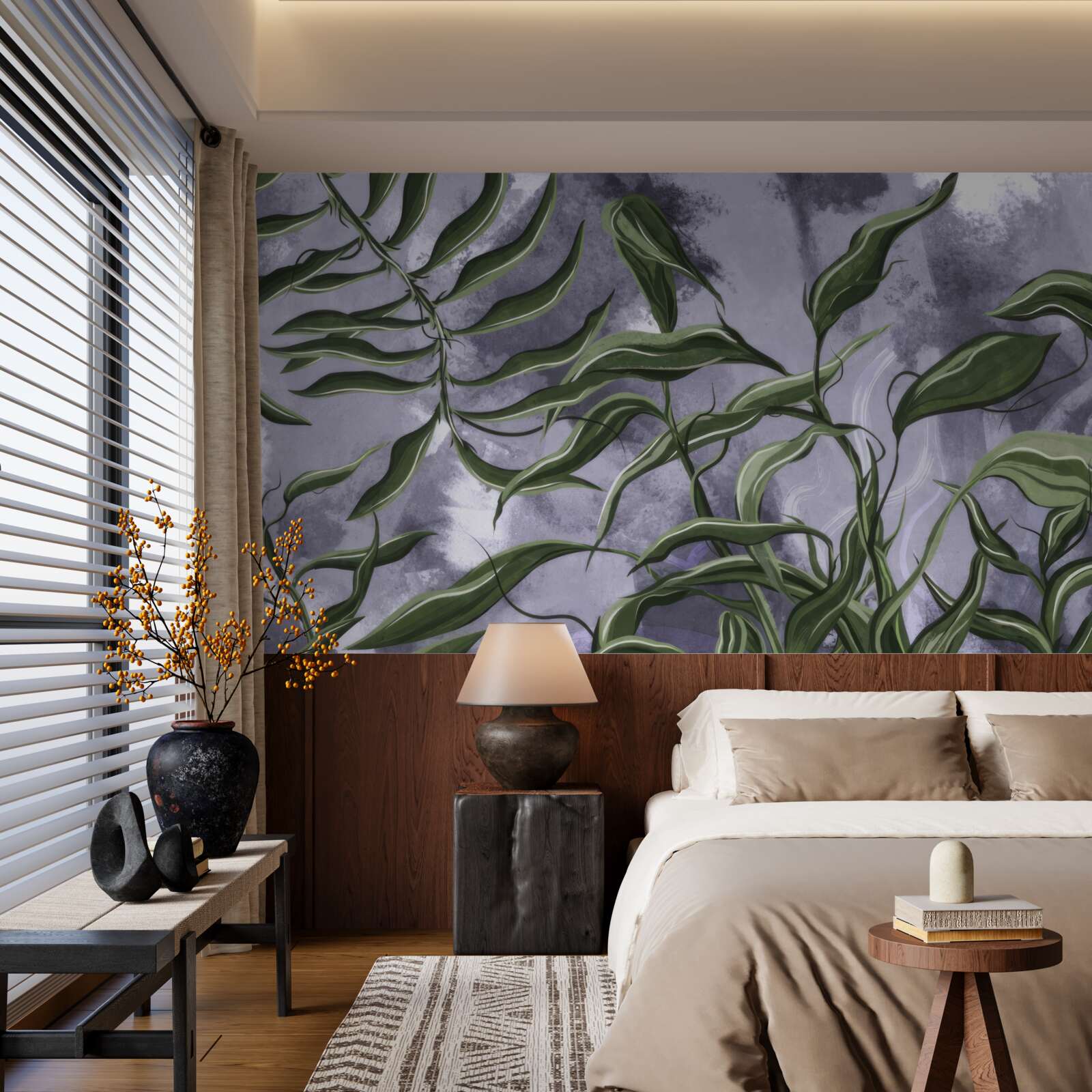 Fototapet sub apă sunt frunze verzi de ferigă