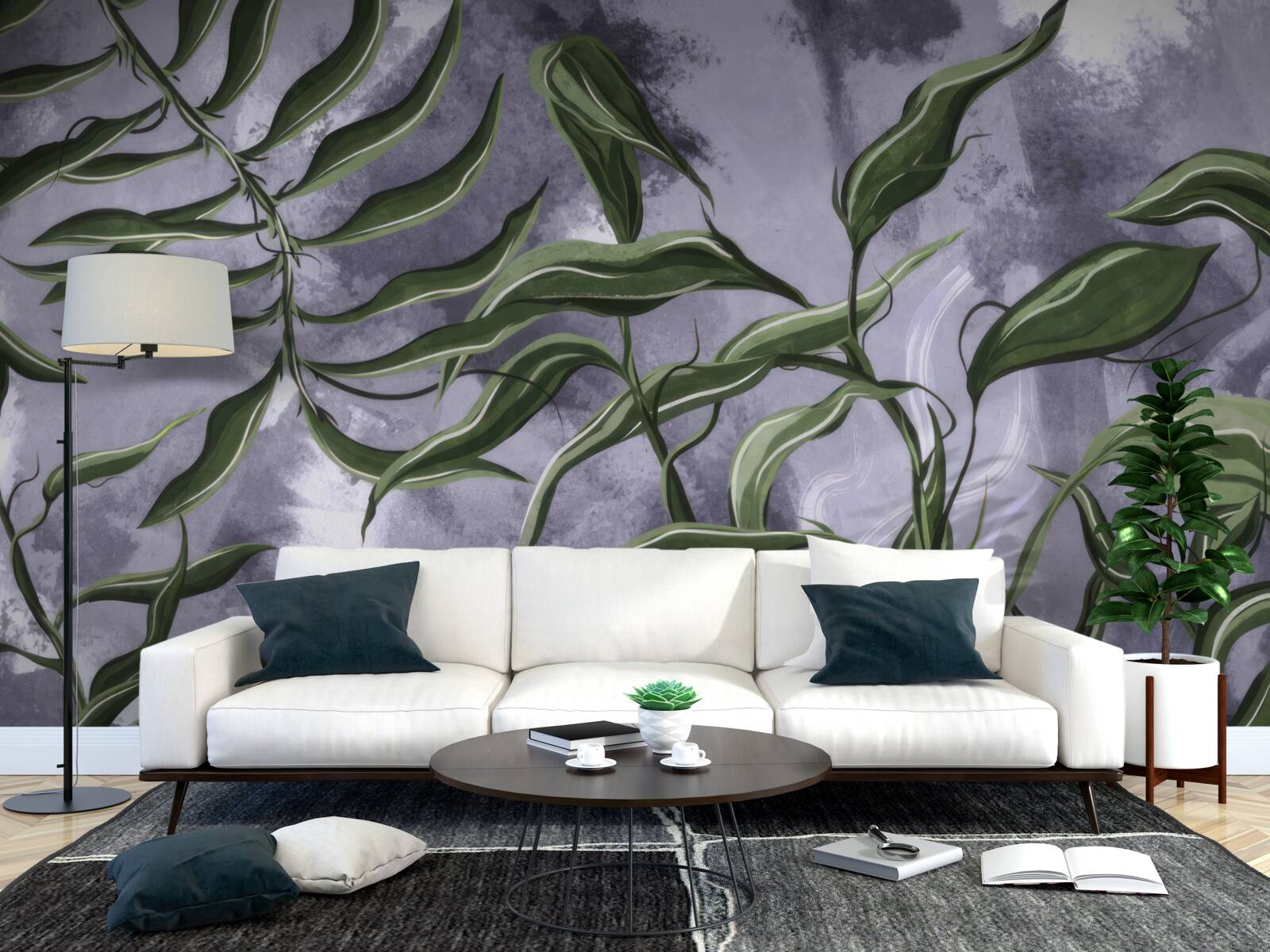 Fototapet sub apă sunt frunze verzi de ferigă