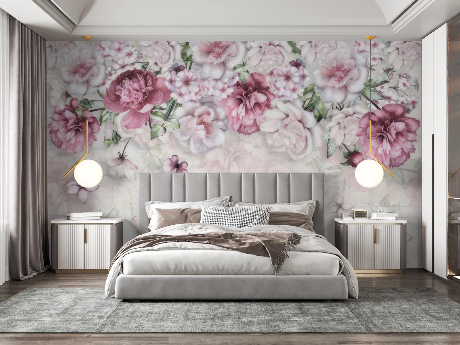 Fototapet bujori înfloriți într-o nuanță bogată de liliac