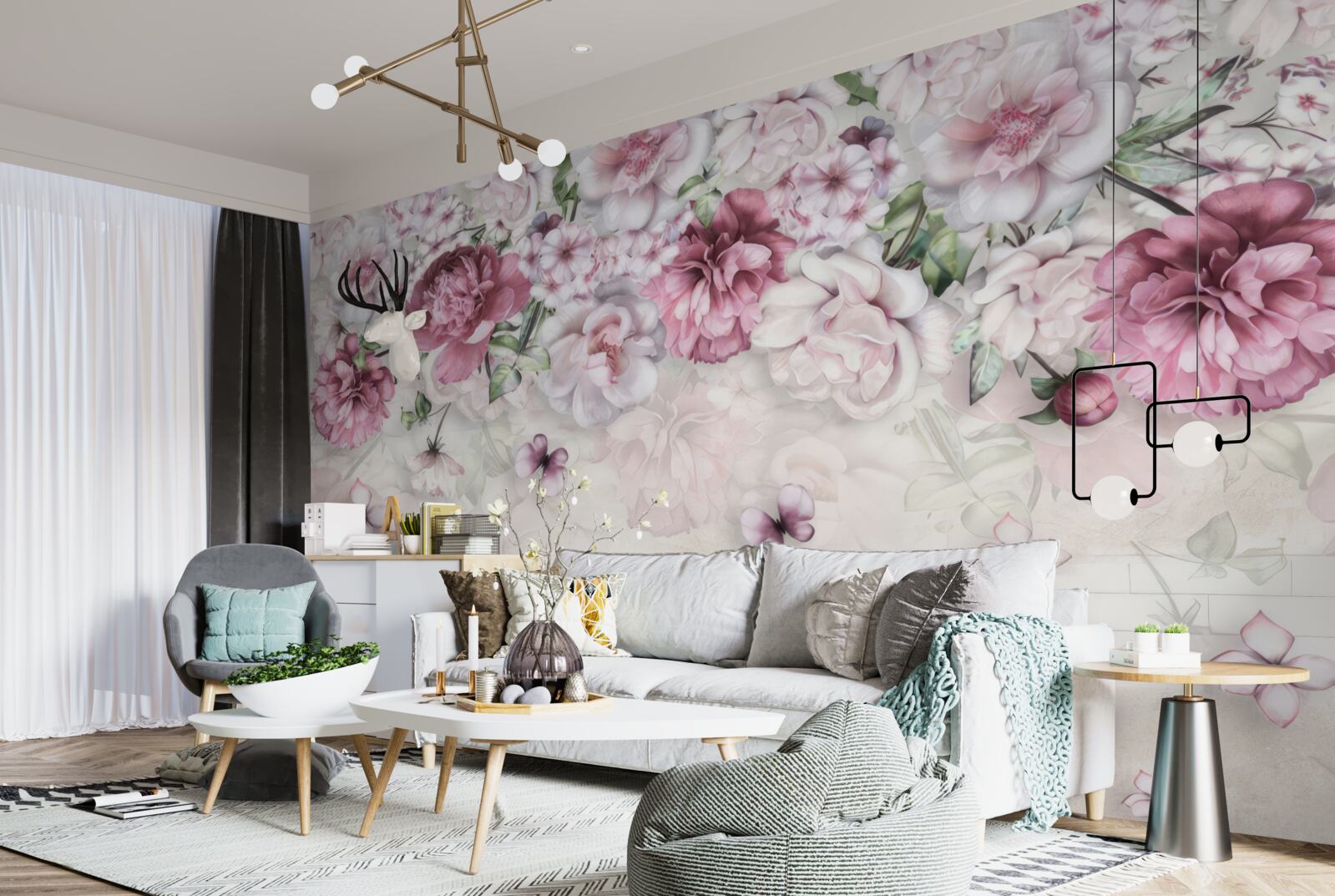 Fototapet bujori înfloriți într-o nuanță bogată de liliac