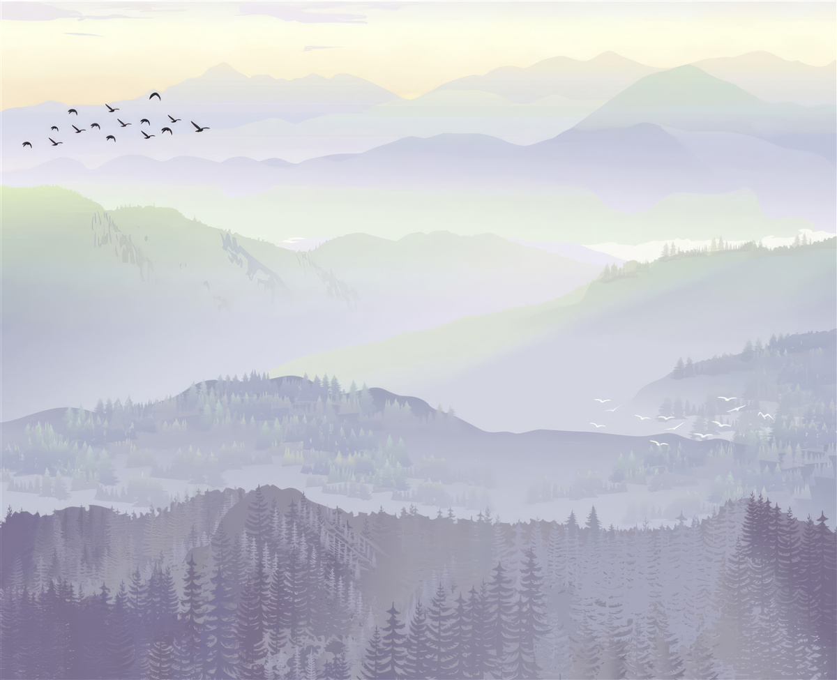 Fototapet păsările se întorc în pădurile adormite