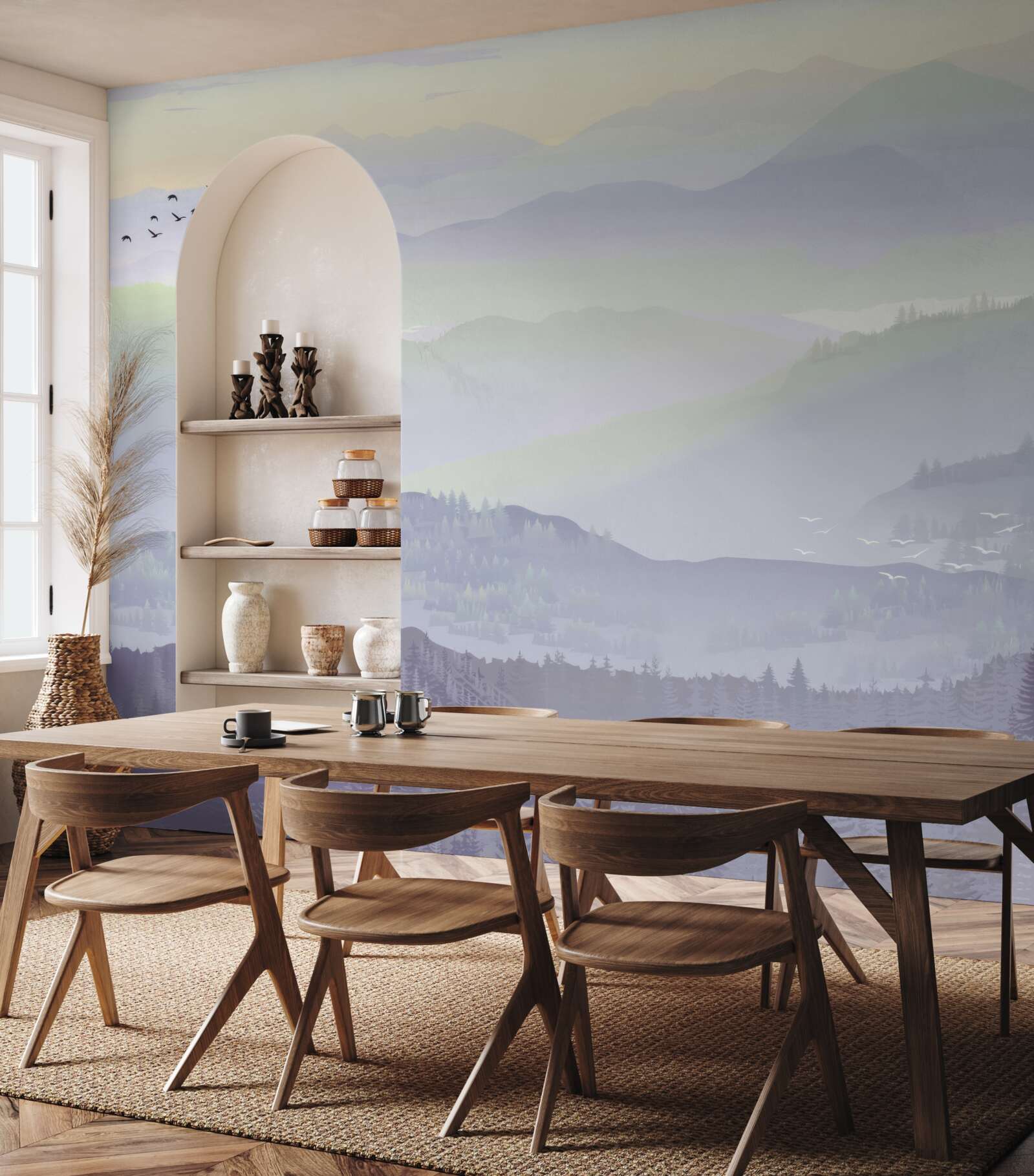 Fototapet păsările se întorc în pădurile adormite