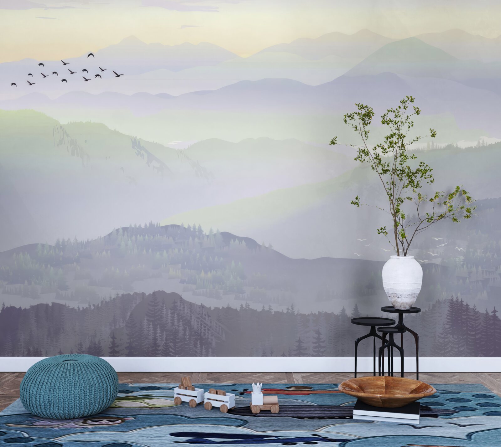 Fototapet păsările se întorc în pădurile adormite