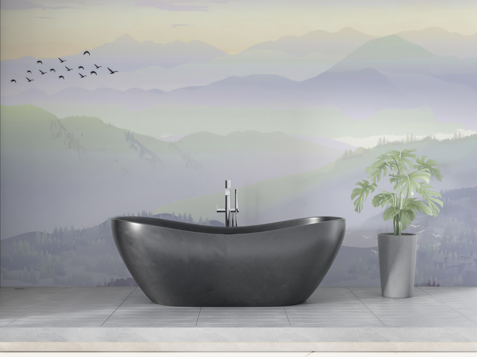 Fototapet păsările se întorc în pădurile adormite