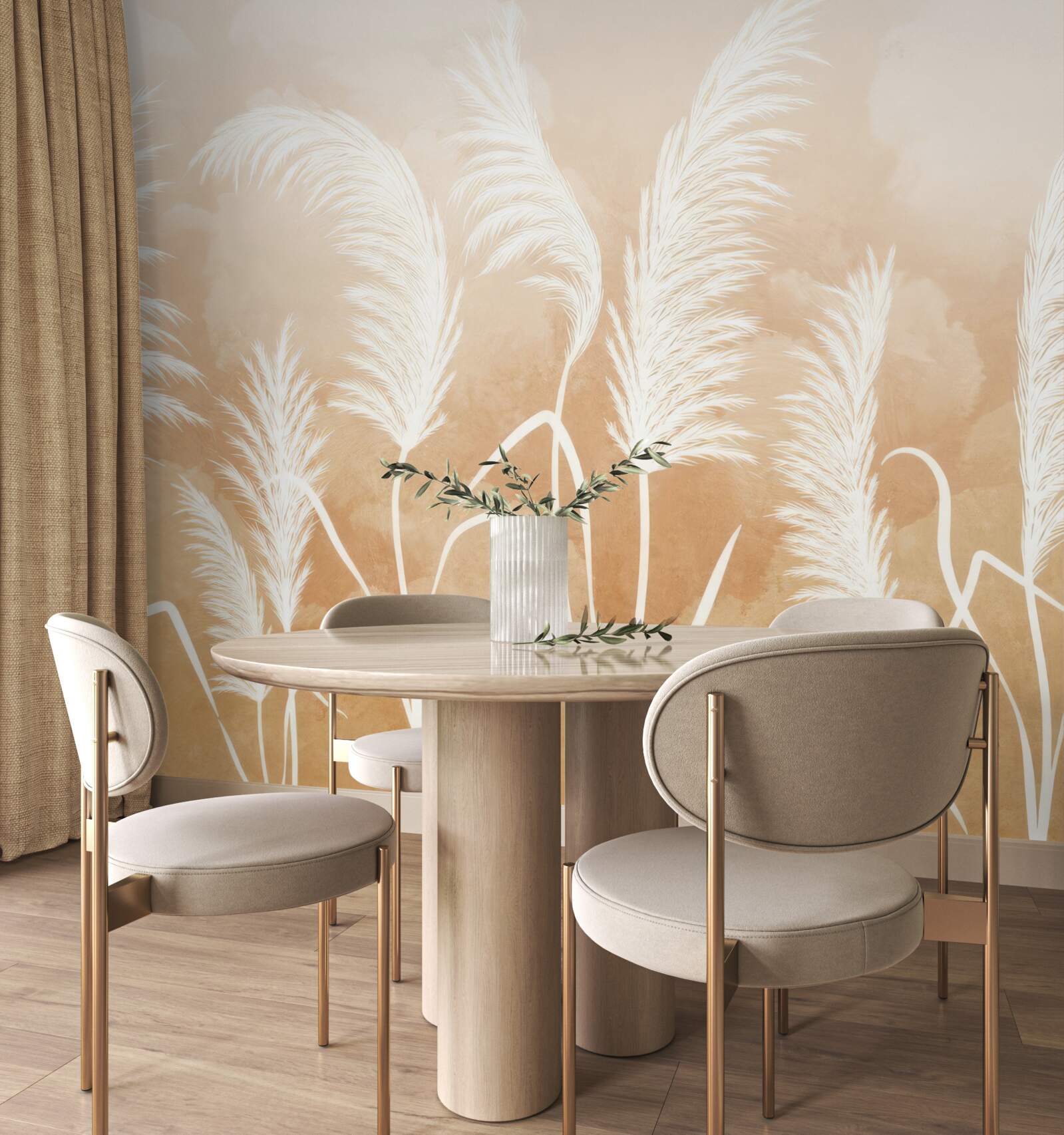 Fototapet frunze albe fluturând în vânt