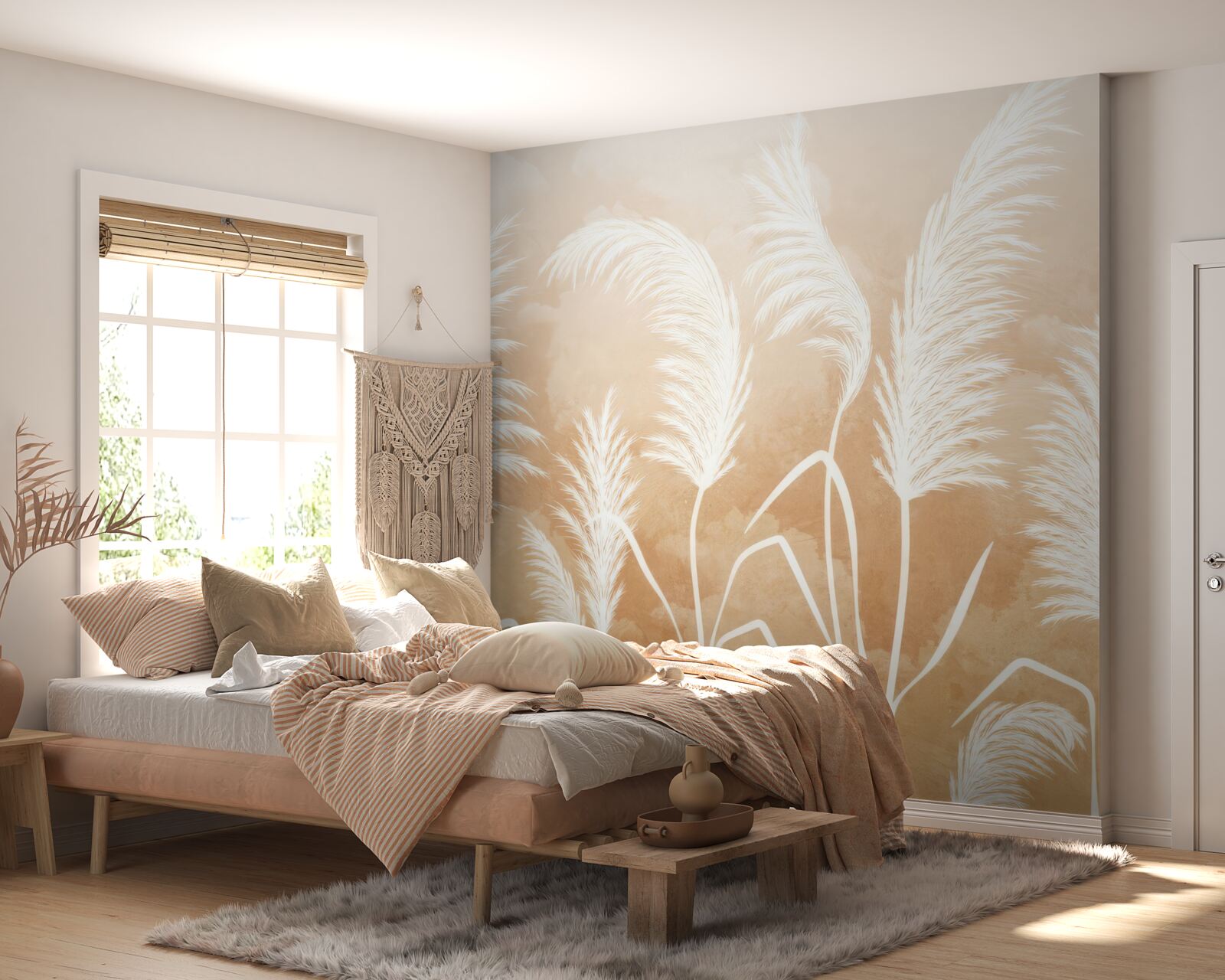 Fototapet frunze albe fluturând în vânt