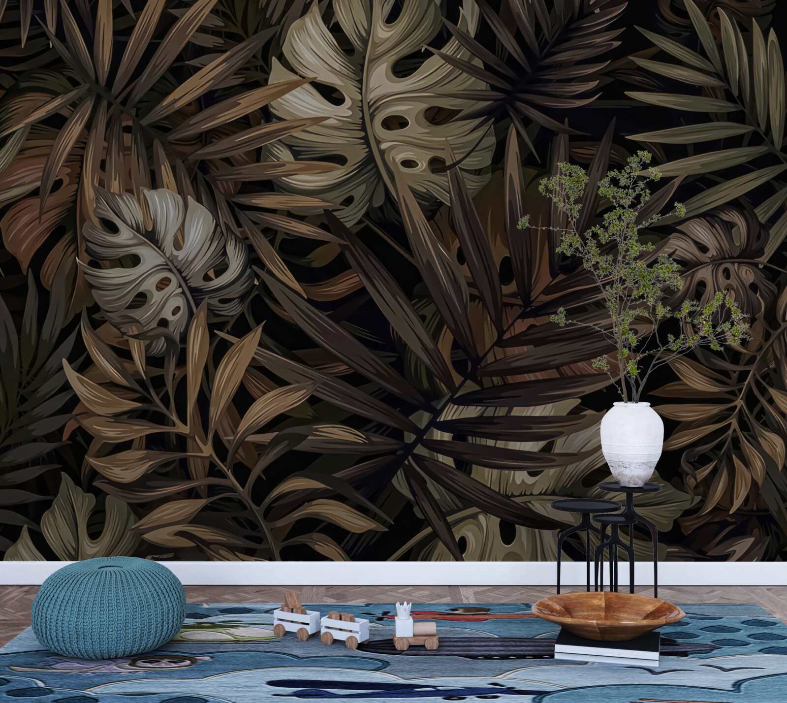 Fototapet frunze tropicale noaptea