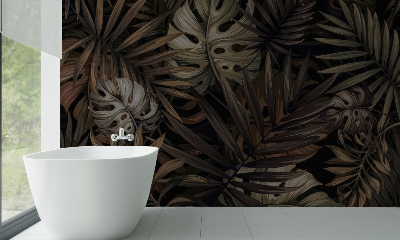 Fototapet frunze tropicale noaptea