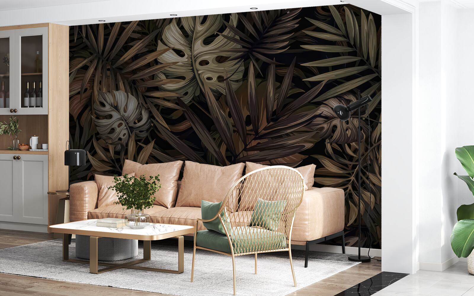 Fototapet frunze tropicale noaptea